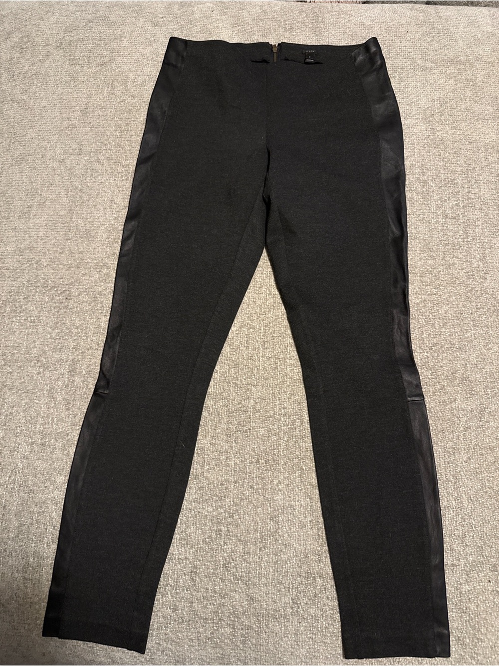 J.Crew Black Ponte Pants Faux Leather Side Stripe Skinny Pants Size 6